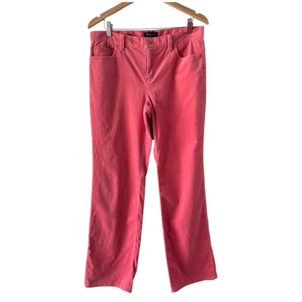 Talbots Signature Boot Corduroy‎ Pants Womens 12 Coral Pink Mid Rise Bootcut